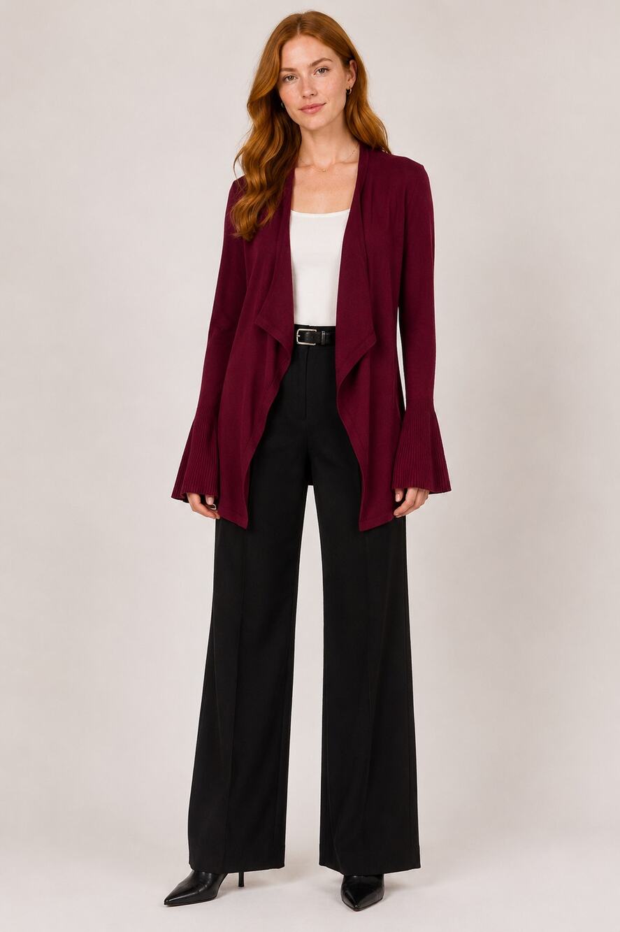 WHBM Cashmere Blend Drama Sleeve Open Drape Cardigan Sweater Grenadine Womens XS